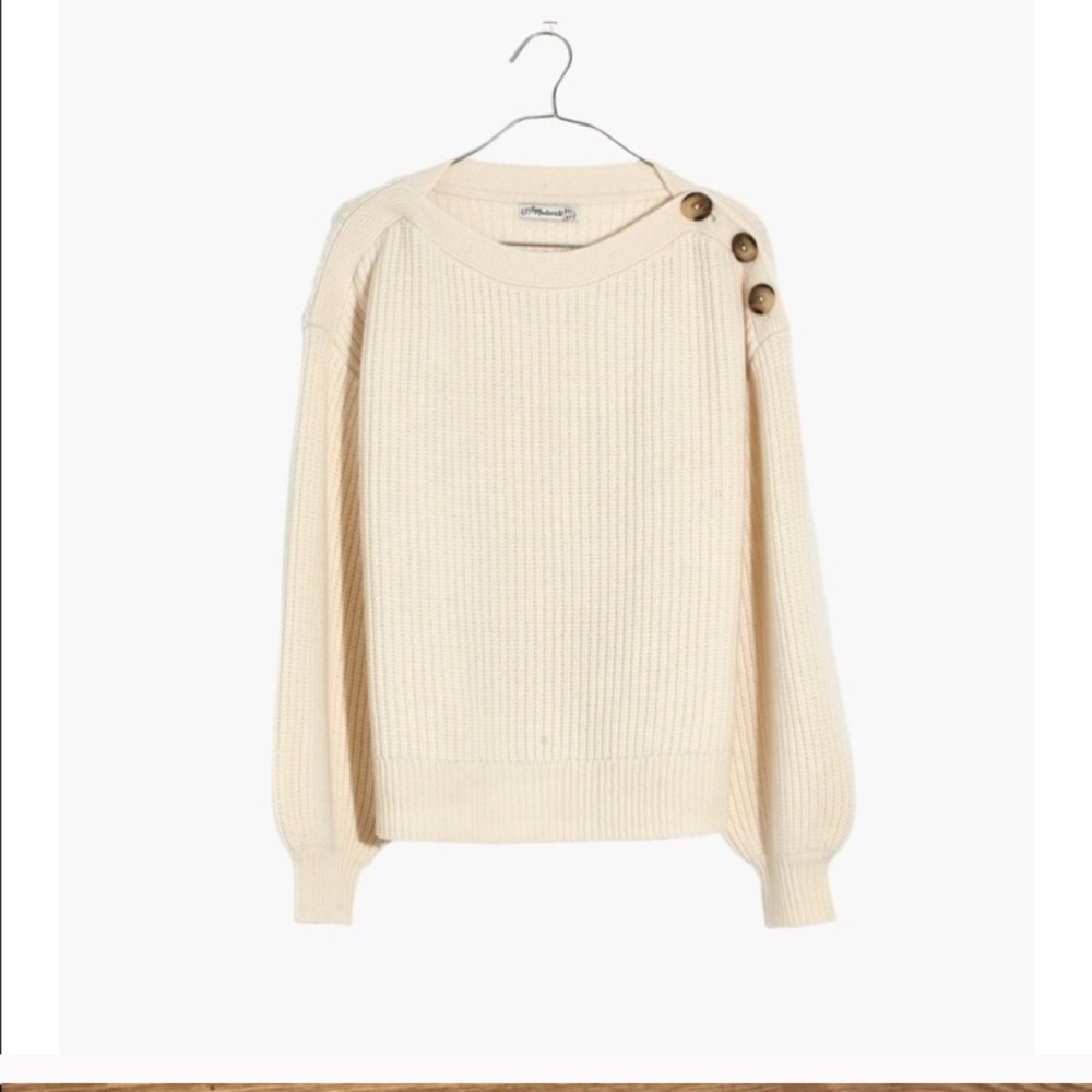 NWT button boatneck sweater - Picture 2 of 3